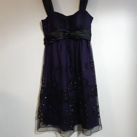 Candy Couture Purple & Black Sequin Cocktail Dress Size Medium - Picture 1 of 10